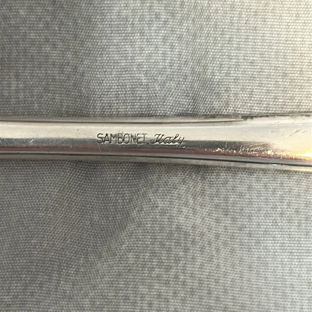 Sambonet Italy silver table spoon. Stars and banners pattern. Modern